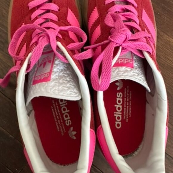 Adidas Gazelle Collegiate Red Lucid Pink Collegiate Red/Lucid Pink/Core White - Picture 8 of 9